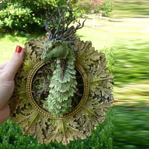 Newly Forest Dragon Resin Statues Wall Decor for Home Indoor and Outdoor Patio Porch for Dragon Lovers 15x15cm