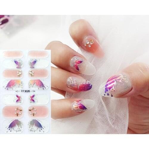 Watercolor Style Nail Stickers Adhesive Self Adhesive Designed Manicure Decoration Nail Strips Decals Plain Stickers Adesivos