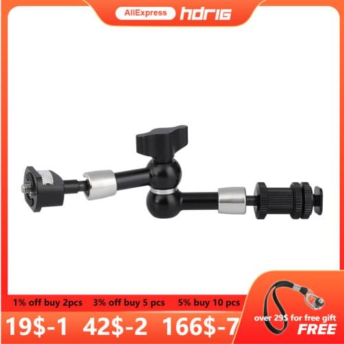 HDRIG Magic Articulating Arm with Double 1/4" Thread Mounts & Removable Shoe Mount for DSLR Camera Monitor Accessories
