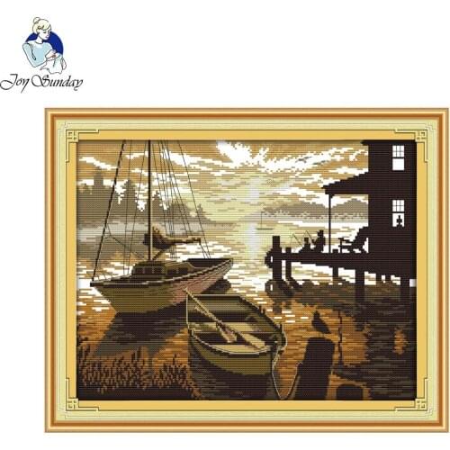 Joy Sunday Scenery style The sunset scenery Needlecraft cross stitch free patterns pinterest embroidery designs for home decort