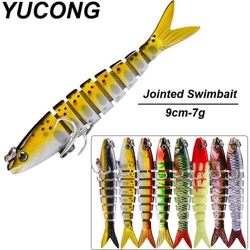 YUCONG 3Pcs/lot Sinking Jointed Swimbaits 9cm-7g Pike Wobblers for Fishing Artificial Baits Hard Swimbaits 8 Segment Crankbaits