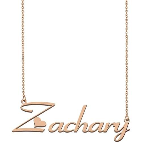 Zachary Name Necklace Custom Personalized Gold Nameplate for Women Girls Best Friends Birthday Wedding Christmas Mother Gift