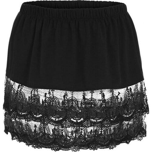 Women Skirt 2021 Lace Trim Hollow Out Shirt Blouse Fake Hem Mini Skirt Safety Underskirt Women Skirt Fashion High Waist Skirt