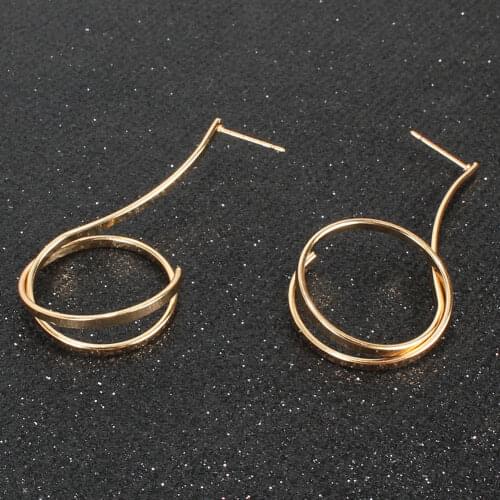 New Vintage Gold Color Multiple Dangle Small Circle Hoop Trendy Earrings for Women серьги Jewelry Steampunk Ear Clip Gift Female