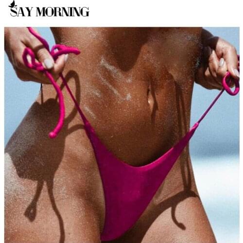 SAY MORNING Thong Sexy Bikini Strap Solid Sports Womens Panties Bathing Suits Beach Wear Swimming