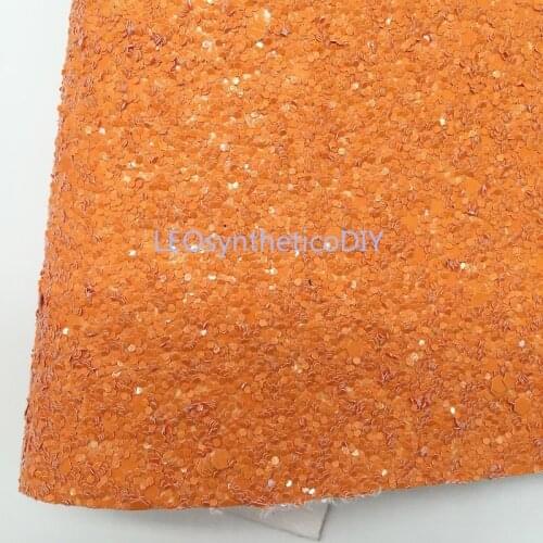 1PC 21X29CM Glitter Fabric, Chunky Glitter Leather,Orange Glitter Leather Sheets For Making Bows LEOsyntheticoDIY T522A