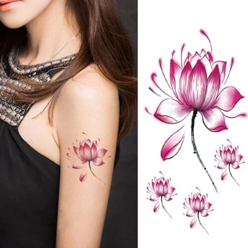 1Pc Removable Tattoo Flower Waterproof Temporary Body Art Stickers Women Lotus Flower Tattoo Temporary Tattoo Stickers