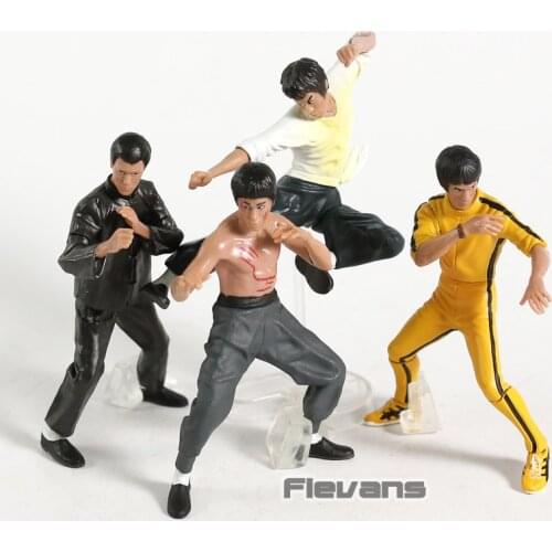 10cm King of Kung Fu Bruce Lee PVC Figures Collection Toys 4pcs/set