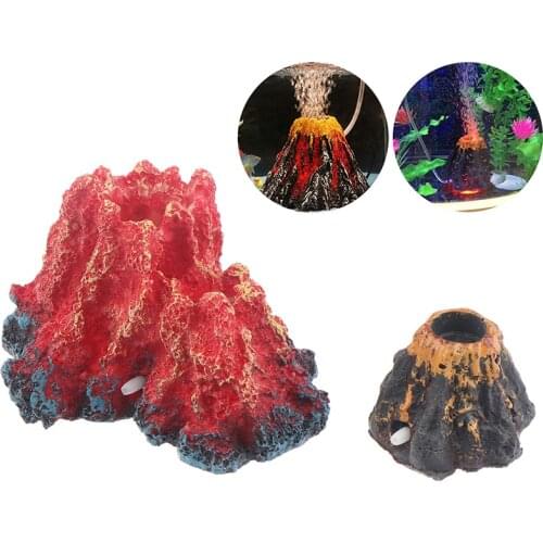 2Styles Creative Aquarium Volcano Shape & Air Bubble Stone Oxygen Pump Fish Tank Ornament Fish Aquatic Supplies Decorations