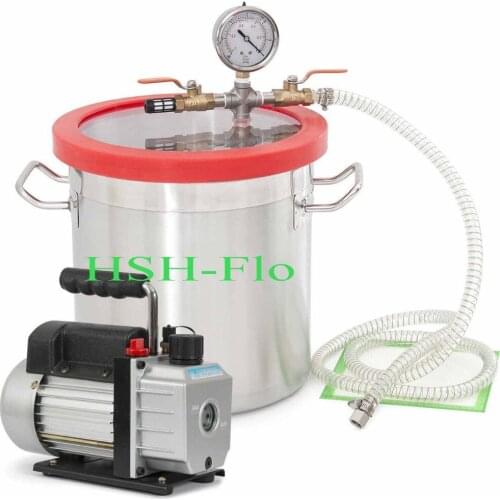 2 Stage 3CFM Vacuum Pump HVAC With 3 Gallon Stainless Steel Vacuum Chamber Kit