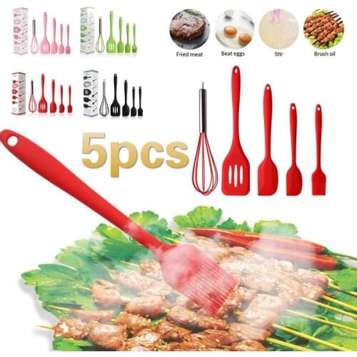 5Pcs Silicone Kitchenware Cooking Utensils Set Heat Resistant Kitchen Non-Stick Cooking Utensils Baking Tools With Box Dropship