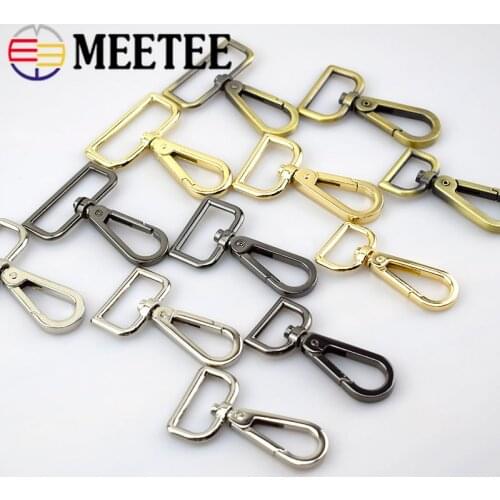 50pcs 16-50mm Meetee Metal Buckles Handbag Strap Lobster Clasp Swivel Trigger Clips Snap Hook Collar DIY Bags Hardware Accessory