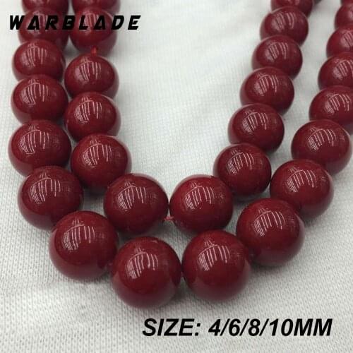 Natural Stone Round Dark Red Coral Beads Loose Beads 4mm 6mm 8mm 10mm 12mm 14mmFor DIY Bracelet Necklace Jewelry Making Finding