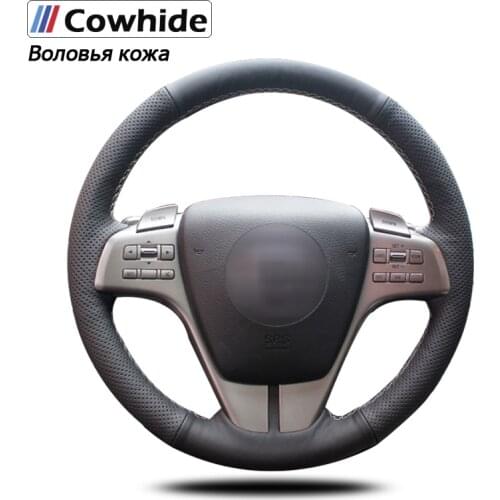 Black Genuine Leather Car Steering Wheel Cover for Mazda 6 2009