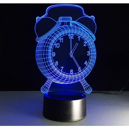 Colorful Alarm Clock Lamp 3D Visual LED Night Light USB Desk Lamp With Touch Button Baby Sleeping Lamp Kids Party Gift Drop Ship