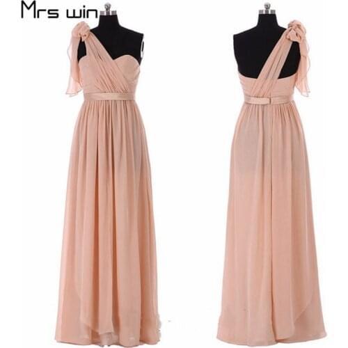 Mrs win Bridesmaid Dresses Elegant Chiffon A Line Sleeveless Bohemia Long Wedding Party Gowns HR199 Vestido Madrinha For Girls