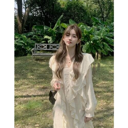 FONELY FAIRY Autumn New Style Romantic And Casual Lazy Commuter Meat Covered Fairy Dress
