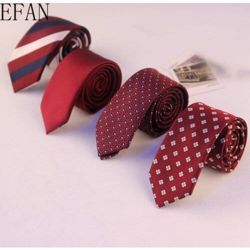 Skinny Slim Ties Fashion Explosion Business Ties Mens Narrow Tie Accessories Groom Married 5CM 6CM Wine Red Black Neckties