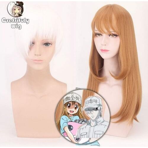 Cells at Work Cosplay Wig Synthetic Hair Halloween Costume Red Blood Hataraku Saibou Platelet Erythrocyte Leukocyte Party Wigs