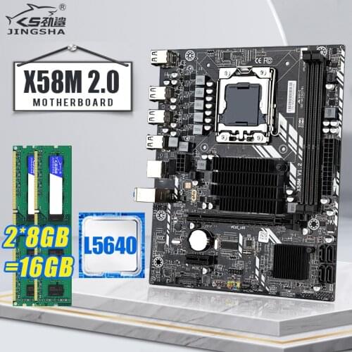X58 desktop motherboard LGA1366 set kit with Intel xeon L5640 processor and 16Gb(2pcs*8GB) ECC DDR3 1333mhz RAM memory Combo