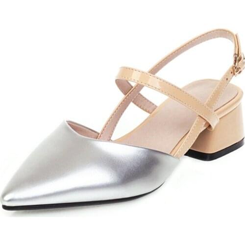 Big Size Pointed contrast sandals high heels sandals women shoes woman summer ladies