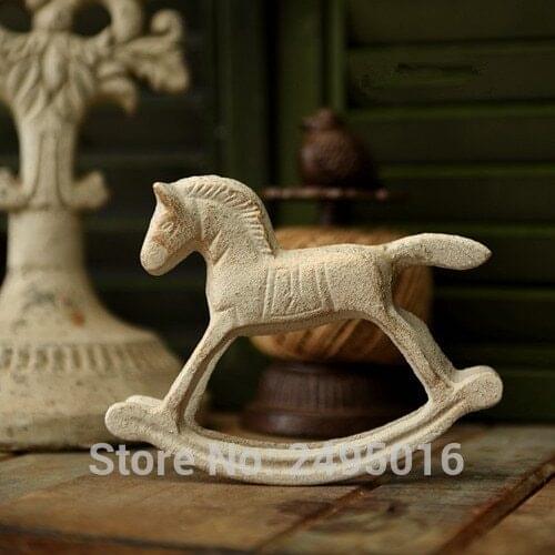 Mini figurine Cast iron Rocking horse plant pot garden decor DIY