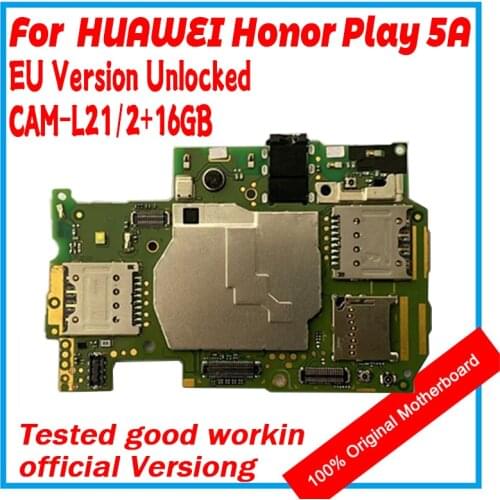 2GB RAM 16GB ROM For HUAWEI Honor Play 5A Original Unlocked Motherboard Logic Board Mainboard Android System Full Chips CAM-L21