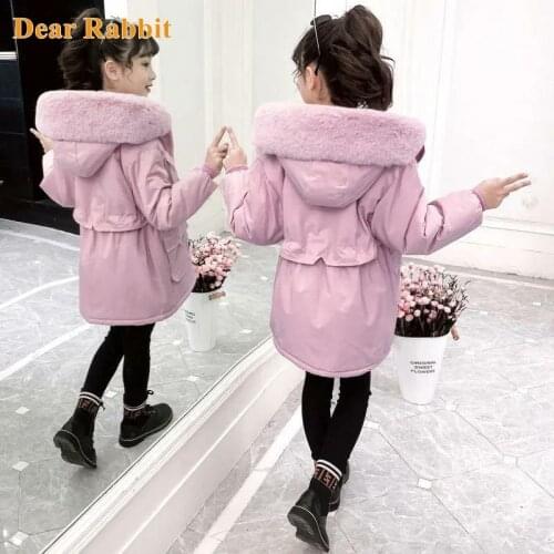 Fashion Winter Children parka Down Cotton Jacket Girl Clothing Kids Clothes Hooded Outdoor Warm faux Fur Coat snowsuit Outerwear