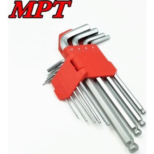 9pcs Allen Wrench Set Ball End Hex Key Set T1.5-T10 Double End Long Arm Hex Key Set