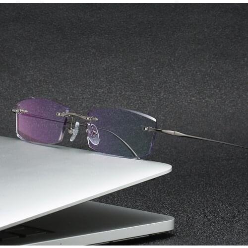 ZIROSAT 2230 Alloy Titanium Glasses Men New European Design Square Rimless Prescription Eyeglasses Eyewear Frame for Women