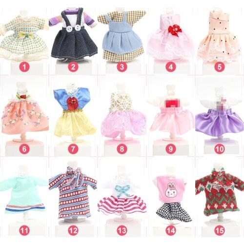 Bjd Doll Clothes Ob11 16cm 17cm Doll Baby Clothes Dress Casual Wear Cute Girl Dolls Small Accessories