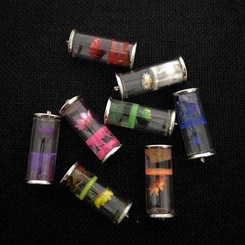 Wholesale 5pcs/pack Transparent Mini Glass Jar Colored Resin Lotus Glass Bottle Pendant DIY Jewelry Making Jewelry Accessories