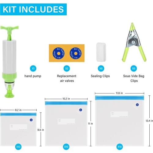 Inkbird Ziplocs Bags Vacuum Sealer Use 30 Reusable Food Storage Bags for Kitchen Anova Chefsteps Joule Cookers heavy-duty&stable
