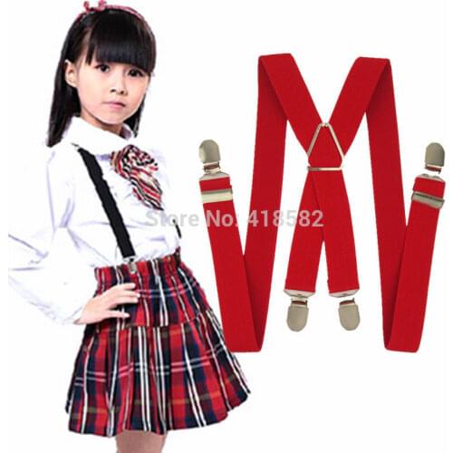 BD002-M size New Kids Suspenders High quality 4 clips-on braces for 6-16 years boys and girls free shipping