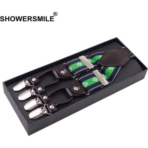 Green Suspender Men Belt 6 Clips Business Casual Wedding Mens Braces Elastic Plus Size Y Back Male Shirt Suspenders 125cm*3.5cm