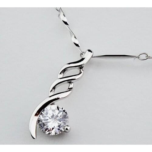 Charms Upscale 3pcs 18K White Gold P Silver Cubic Zircon Fashion Womens Necklace Pendant Wholesale Fine Jewelry A864