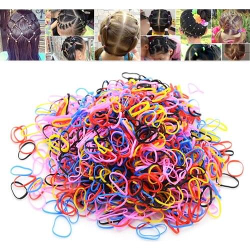 200/1000Pcs Hair Ring Rubber Ropes Hair Accessories Disposable Elastic Hair Bands Ponytail Holder Rubber Band Scrunchies