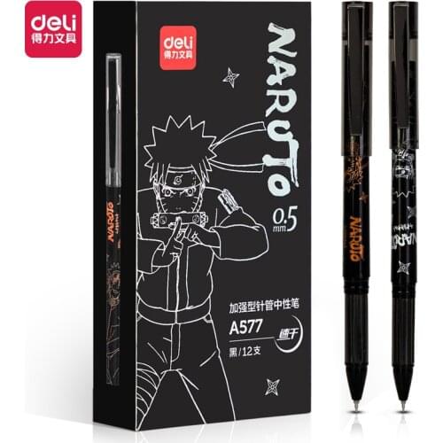 Deli Pens 24pcs Kawaii Naruto Pens for School Office Accessories Cute Anime Japanese Stationery Kids Gift Pen Novelty Prizes