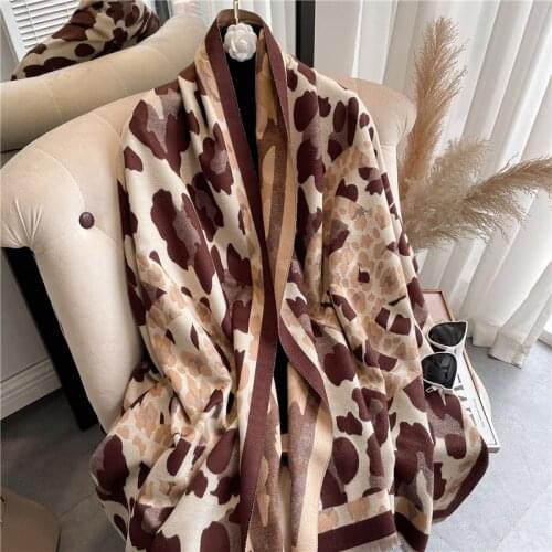 Large Printed Bufanda Women Cashmere Scarf Winter Wram Leopard Hijab Thick Pashmina Shawls Lady Wraps Blanket Tassel Echarpe