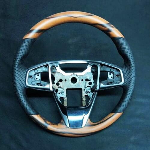 Supercar Cuatomized Real Carbon Fiber Sports Wood Steering Wheel Alcantara Leather compatible for Honda CR-V 2017-2020