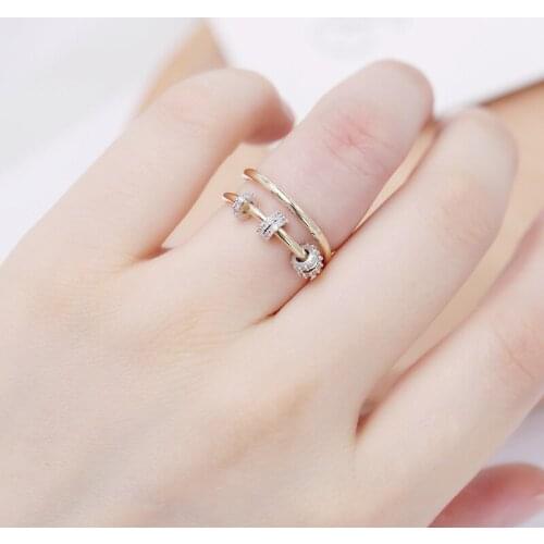 SWOUR New Fashion Jewelry Gold Color Cubic Zirconia Wedding Gift Cross Small Hoops Ring Top Quality Femme S509