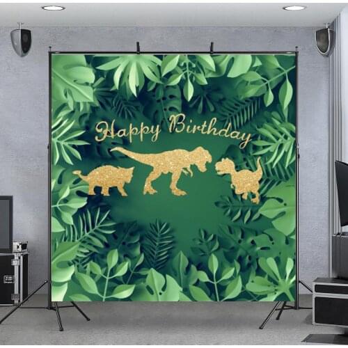 Tropical Jungle Forest Safari Dinosaur Happy Birthday Party Photography Backdrop Baby Portrait Backgrounds Photo Studio Vinyl