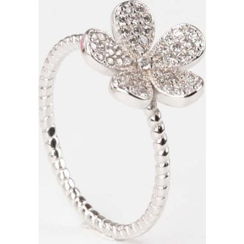 WYJZY Five Petal Shapes AAA Zircon Rings Ladies Casual Fashion Jewelry Cute Simple Style Decorations Lovers Anniversary Gifts