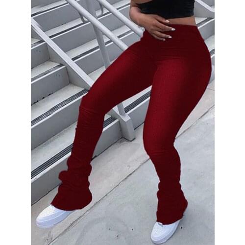 Plus size Autumn Fashion stacked leggings Sexy elastic High Waist Fitness Pants Women Club Outfits Streetwear Y2k Wholesale
