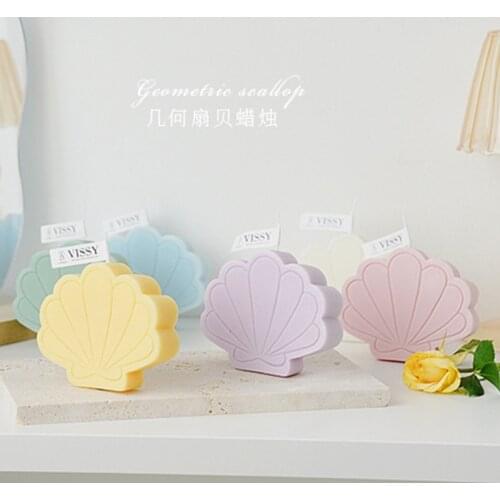 1pcs Ins Popular Geometric Scallop Scented Candle 6.5*8*2cm Macarone Creative Shooting Props for Home Decoration
