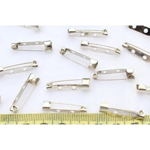 125pcs Metal silver tone Brooch Pins settings Backs 25mm safety pins backs lead and nickle free silver DIY Accessory display