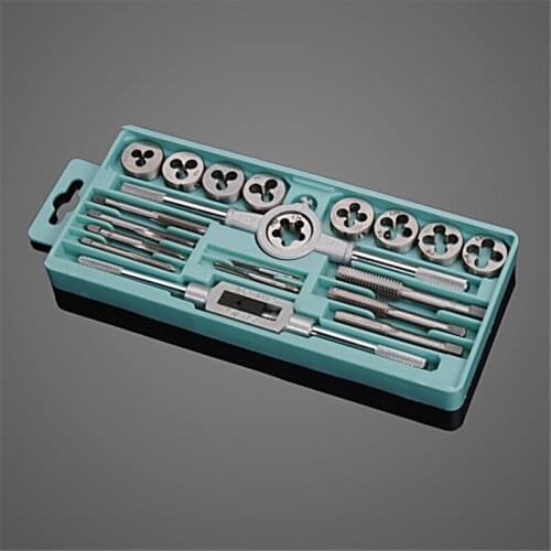 20Pc/Set Metric Hand Tap And Die Set M3-M12 Screw Thread Plugs Straight Taper Reamer Tools Adjustable Taps Dies Wrench Hand Tool