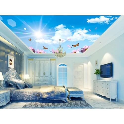 3d wallpaper nature Flower sky ceiling 3d wallpaper modern for living room murals ceiling Home Decoration