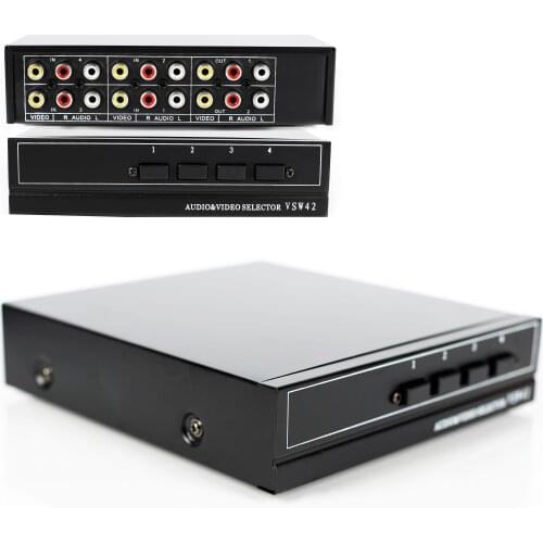 4 Ports 2 output Composite 3 RCA Video Audio AV Switch Switcher Box Selector 4 In 1 Out 4x1 4in 2out 4x2 for HDTV LCD DVD