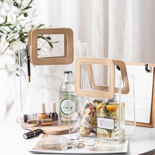 5pcs PVC Transparent Gift Bag For Business Cosmetic Wedding Favors Candy Chocolate Packaging Box Festival Party Decor Flower Bag